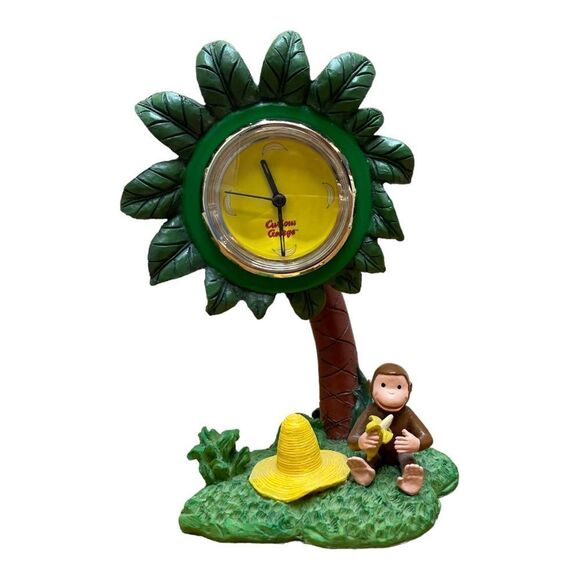 Curious George Palm Tree 7 Inch Clock HMCO Banana Clock Needs Battery - Picture 1 of 7